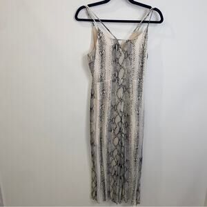 Lavender Brown Sleeveless Cream Gray Snakeskin Print Tank Top Jumpsuit S